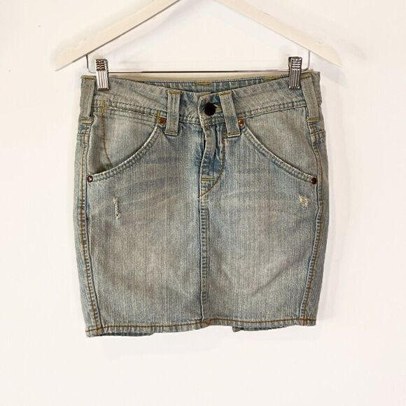 True Religion Denim Mini Skirt with Back Slit - Picture 1 of 3